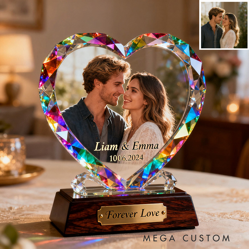 Personalized Couple Heart Stained Glass Ornament the Perfect Valentine's Day Gift