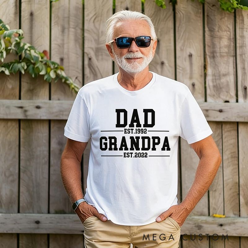 Personalized Dad Est. Grandpa Est. T-shirt Grandpa T Shirt Custom Father's Day Gift for Dad and Grandfather Birthday Gift for Men