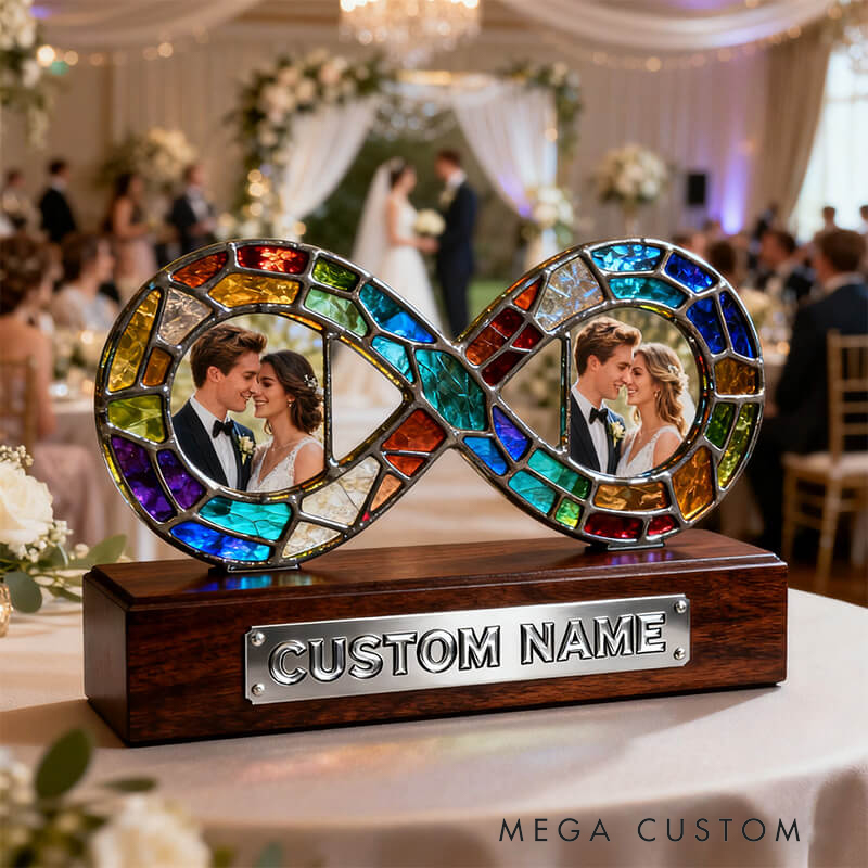 Personalized Infinity Symbol Stained Glass Photo Ornament the Perfect Valentine's Day Gift