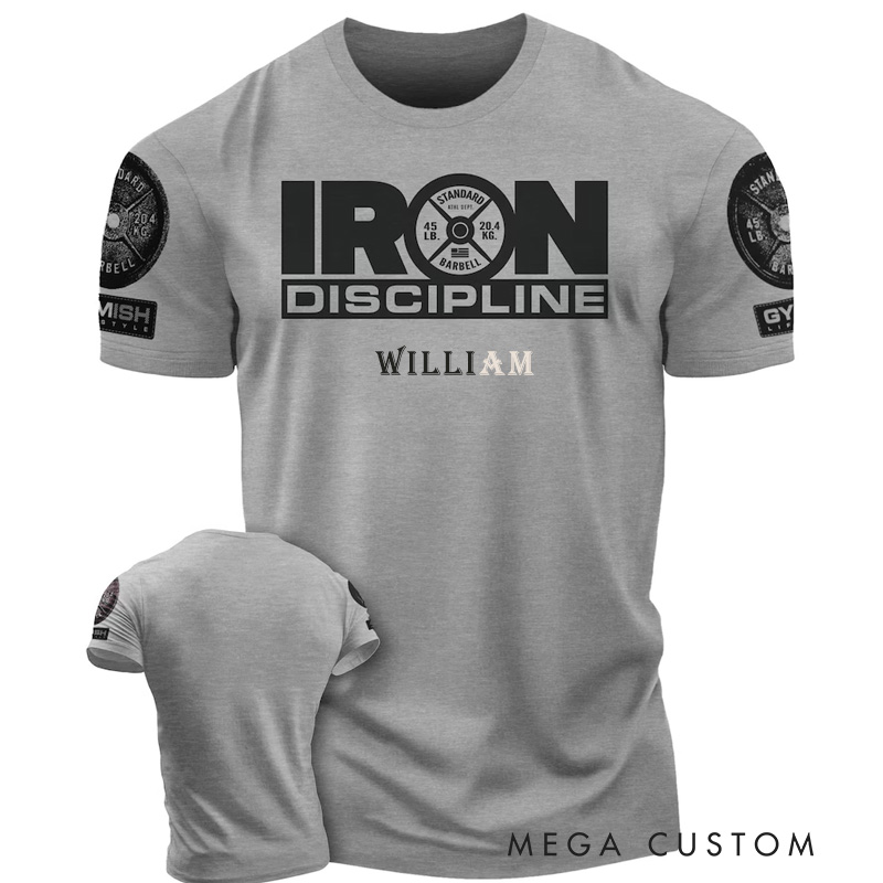 Personalized Gym Classic T-Shirt Iron Discipline Funny Workout Gym T-Shirt for Men for Fitness Enthusiasts Bodybuilders and Gym Lovers
