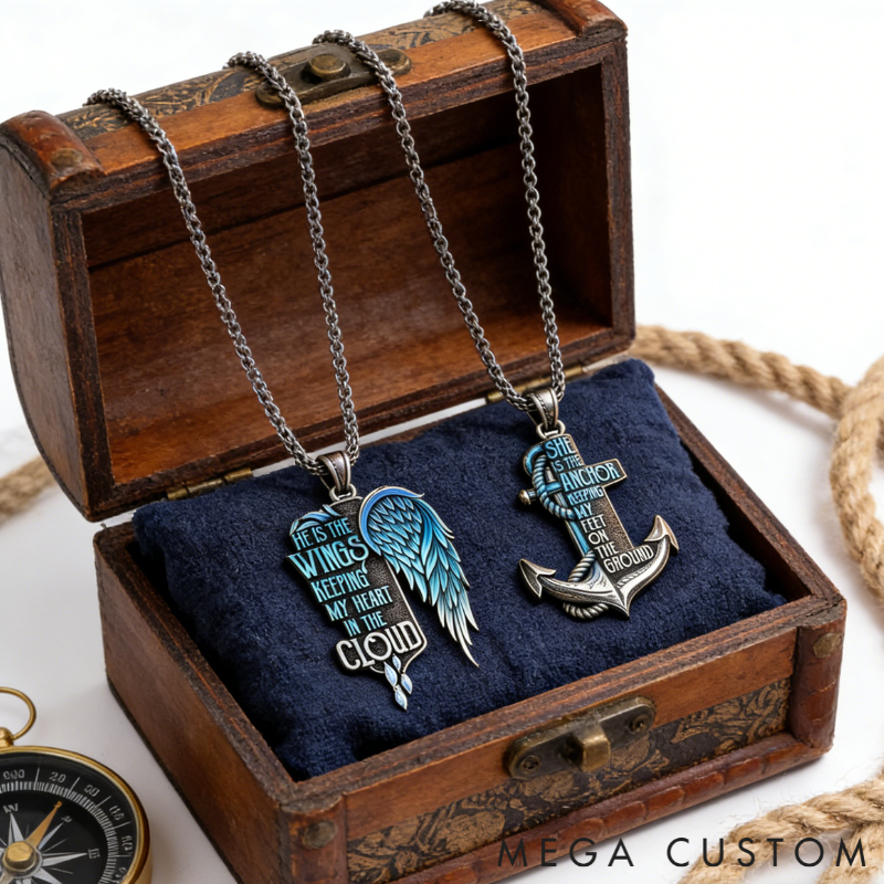 Personalized Vintage Matching Necklaces Custom Message Express Love Romantic Holiday Gift for Couples