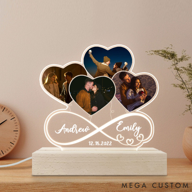 Personalized Infinity Infinity Love Heart Balloons LED Lamp Custom 3D LED Light Gift for Couple Valentines Gift Husband Wife Girlfriend Boyfriend