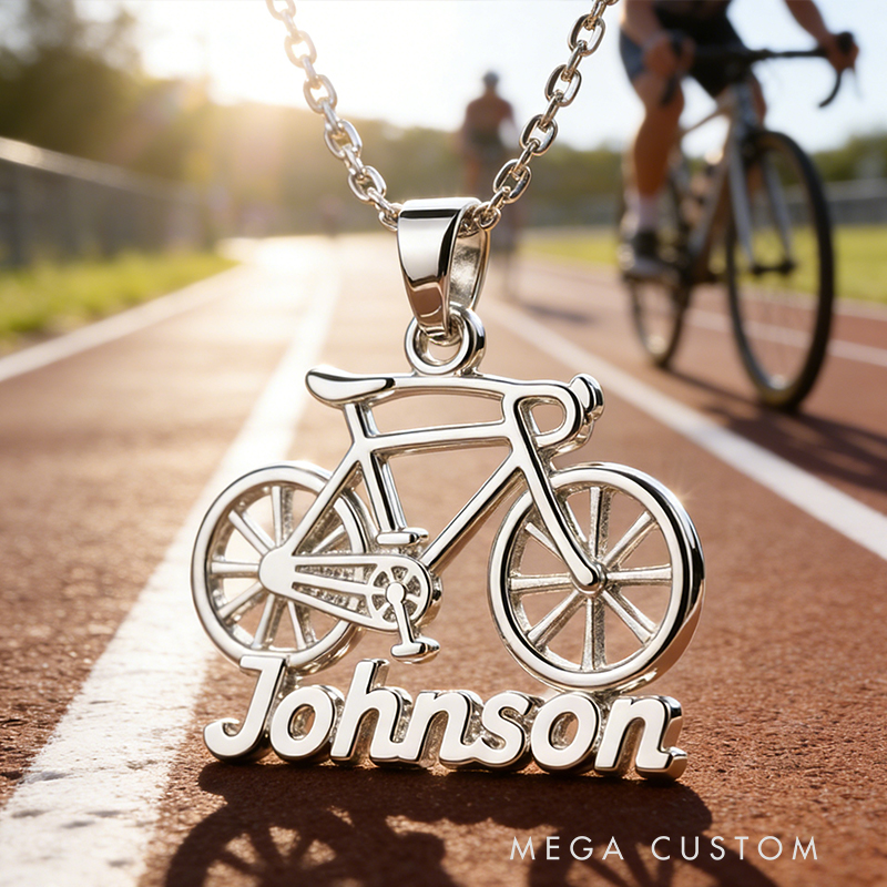 Personalized Bicycle Necklace the Perfect Gift for Biking Lovers