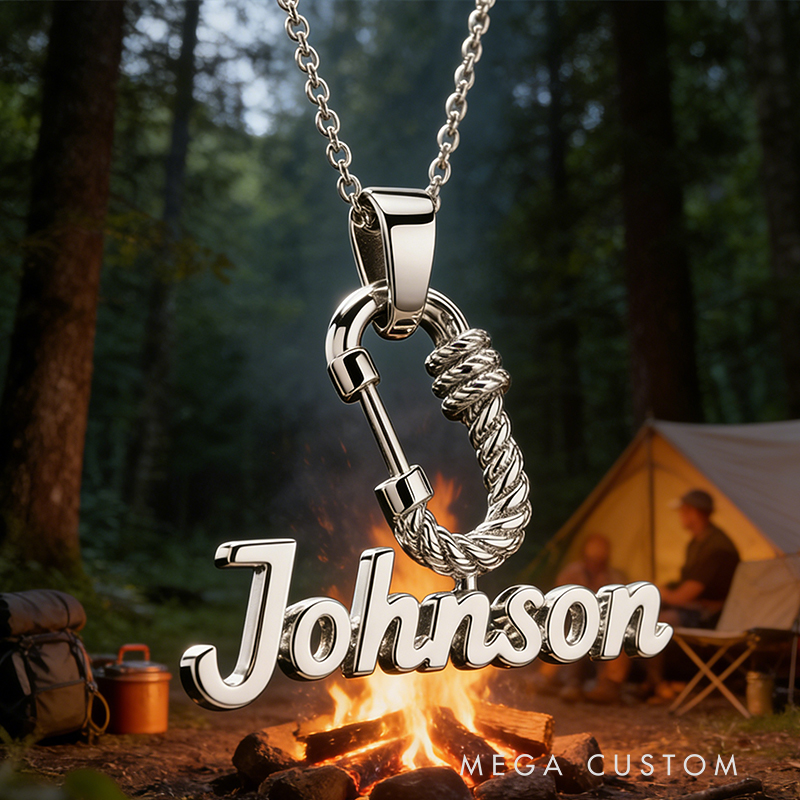 Personalized Climbing Carabiner Name Necklace the Perfect Gift for Mountaineering Lovers