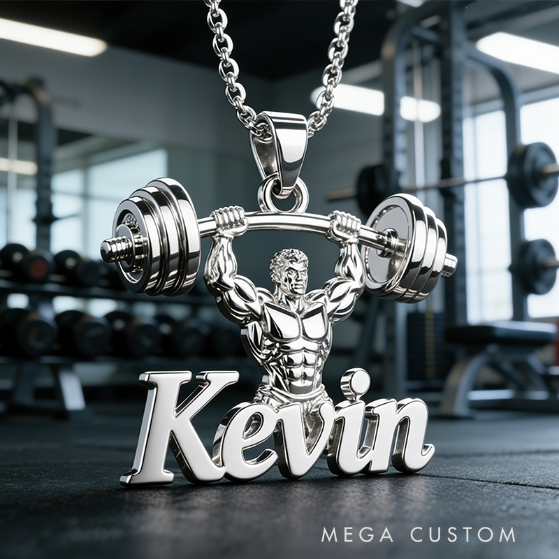 Personalized Weightlifting Name Necklace the Perfect Gift for Weightlifting Lovers