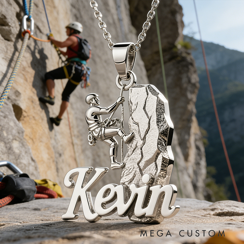 Personalized Rock Climbing Name Necklace the Perfect Gift for Climbing Lovers