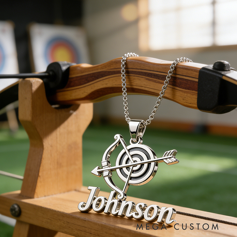 Personalized Archery Name Necklace the Perfect Gift for Archery Lovers