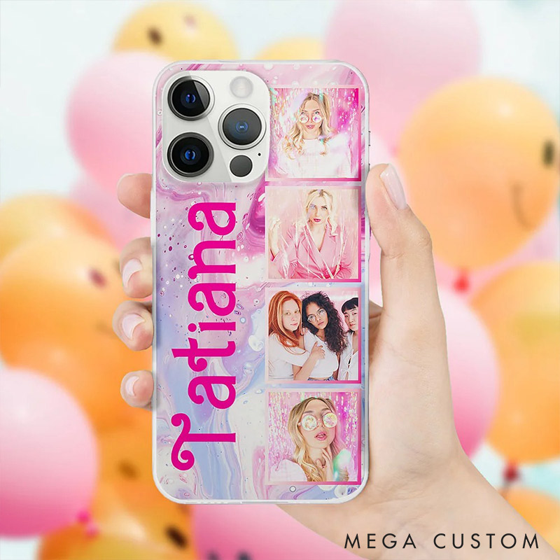 Personalized Bestie Custom Photo Colorful Style Phone Case Valentines Gift for Friendship Galentines Gift for Beaties
