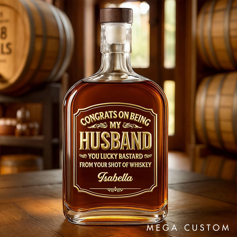 Personalized Cheers To My Amazing Husband Whiskey Bottle 3D Effect Graphic Congrats on Being My Husband Valentine's Anniversary Gift for Husband