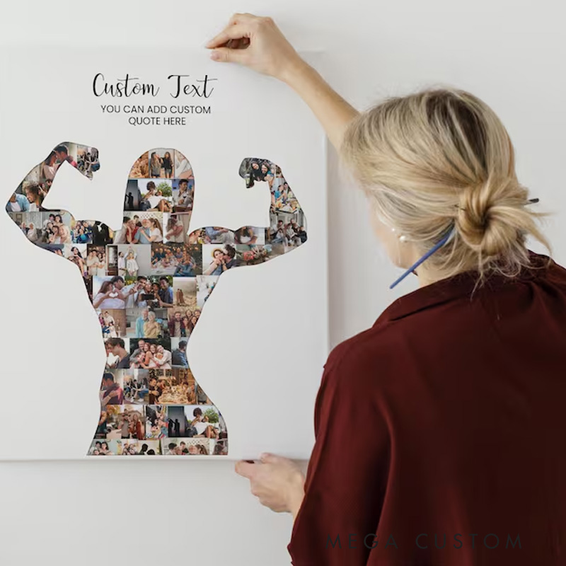 Personalized Female Body Builder Gift Woman Bodybuilder Photo Collage Bodybuilding Coach Gift for Gym Lover