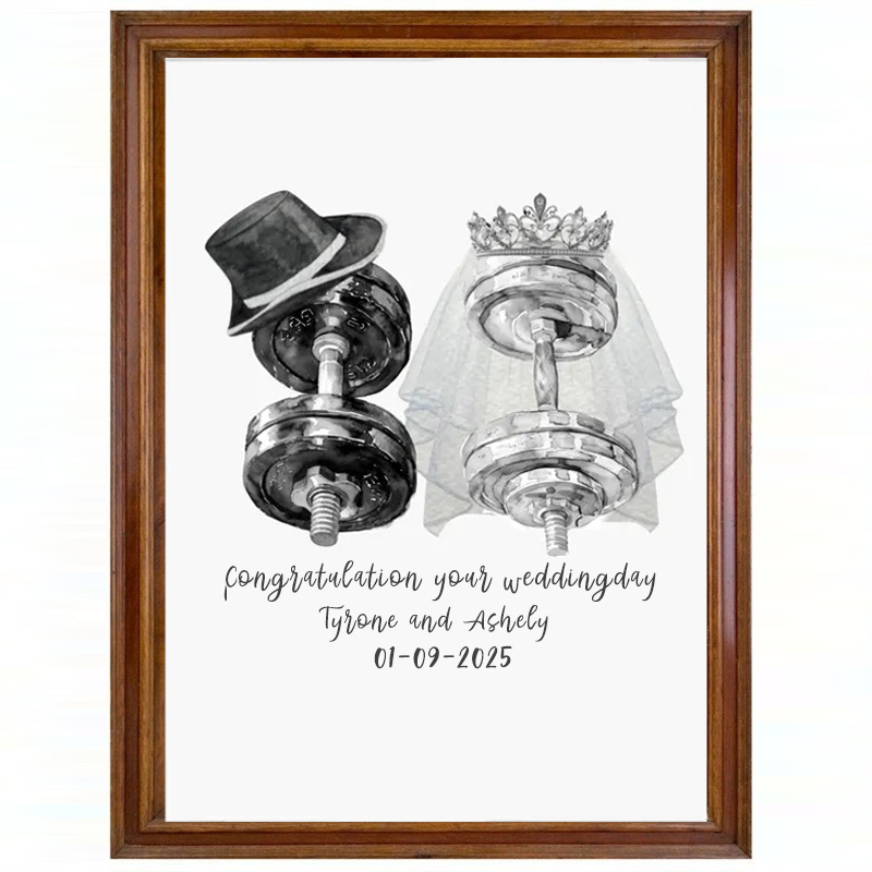 Personalized Gym Protaint Wedding Poster Wall Art Weights Dumbbells Fitness Gift for Gym Lover