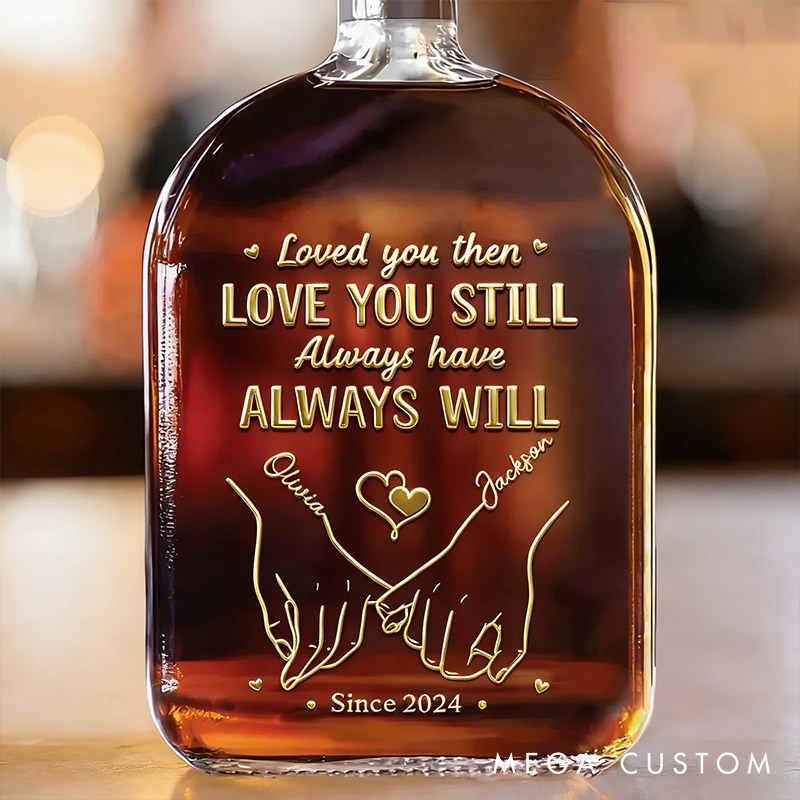 Personalized I Meet You I Love You Whiskey Bottle Custom 3D Effect Graphic Couple Whiskey Bottle Gift for Husband Wife