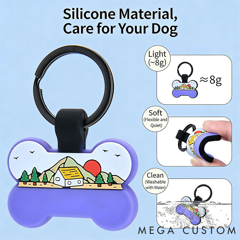 Personalized Dog Lover Silent Silicone Dog Tag Pet Tdentification Tag Gift for Dog Lovers Bone Dog Tag