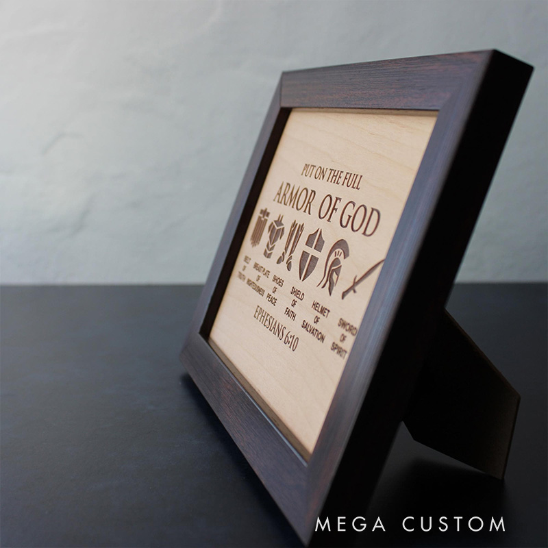 Personalized Full Armor of God Sign Decor with Custom Name Desktop Decor Birthday Religious Baptism Gift for Christian Family