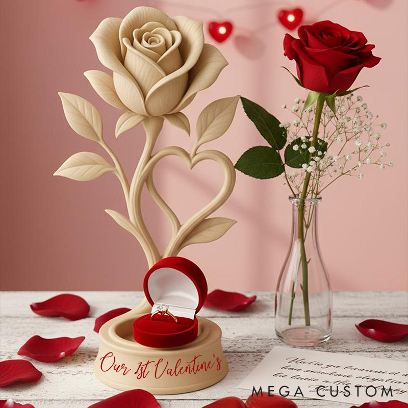 Personalized Romantic Rose Candle Holder Eternal Rose Gift Couple Valentines 3D Rose Candle Ring Holder Gift