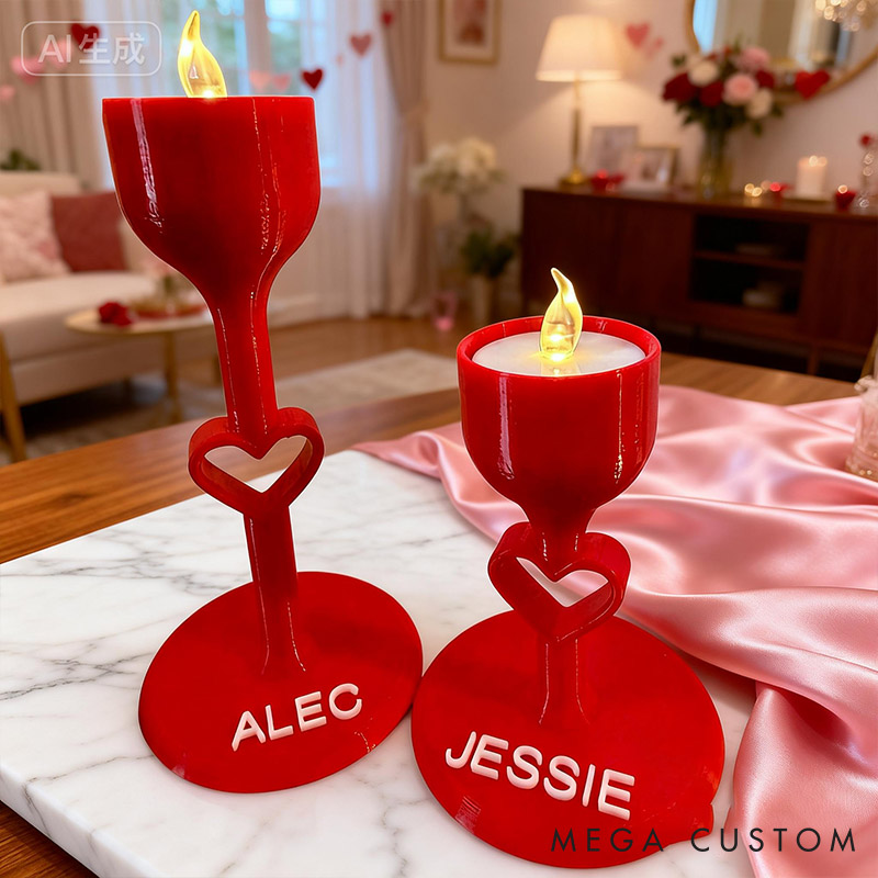Personalized Valentine Candle Holder Custom 3D Printed Candle Holder for Couple Anniversary Wedding Gift