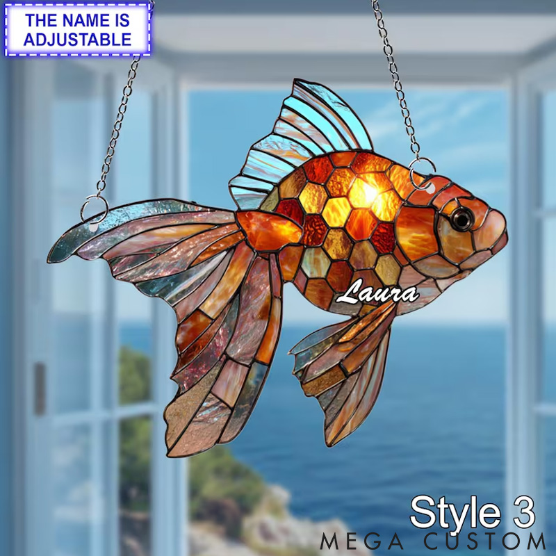 Personalized Pet Lover Custom Goldfish Window Hanging Sun Catcher Pet Fish Memorial Gift for Fish Lover Sun Catcher