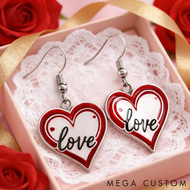 Personalized Sweetheart Love Earrings Custom Name Romantic Gift for Her