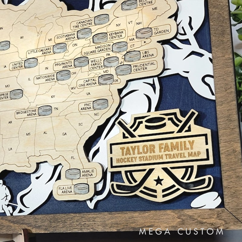 Personalized Hockey Stadium Series Sports Travel Map