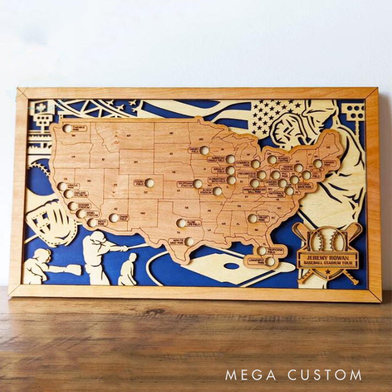 Personalized Baseball Park Tour Map