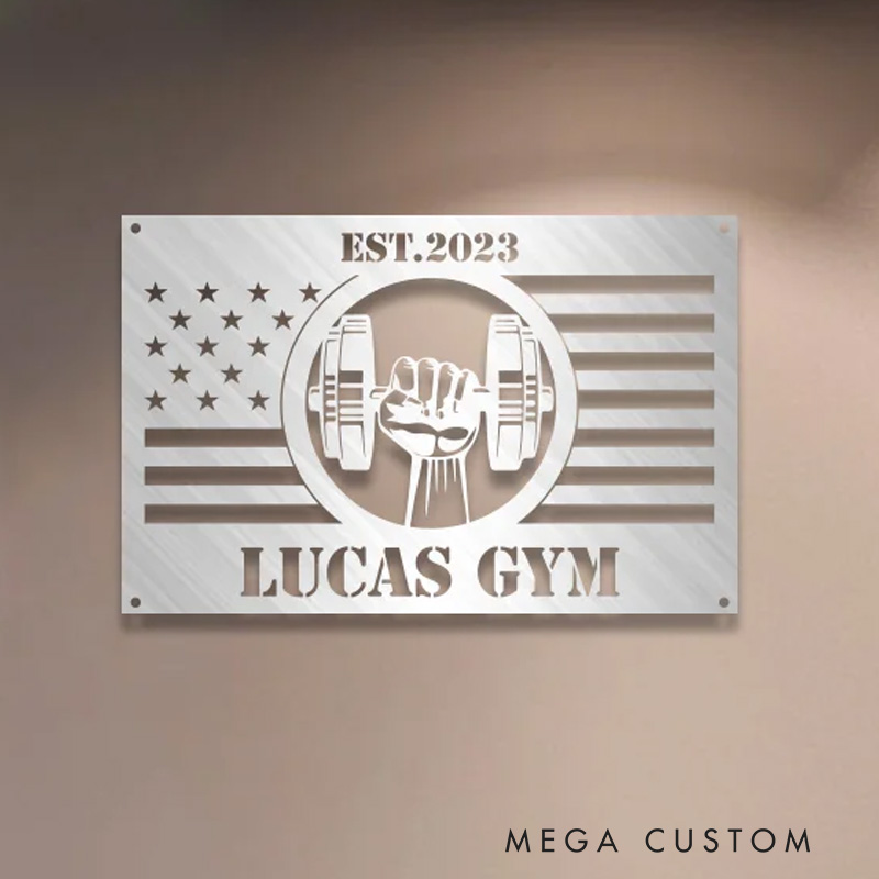 Personalized Metal Gym Sign Dumbbell Home Gym Sign Wall Decor Metal Sign for Gym Lovers