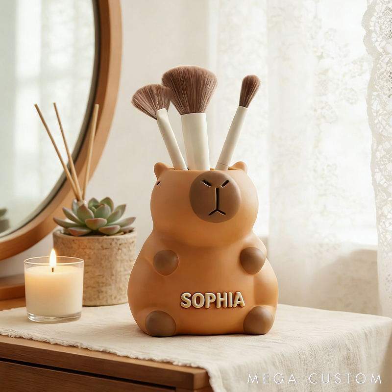 Personalized Capybara Pen Holder Cute Cartoon Capybara Organizer Funny PVC Desk Storage Office Decor Gift for Stationery or Makeup Brushes