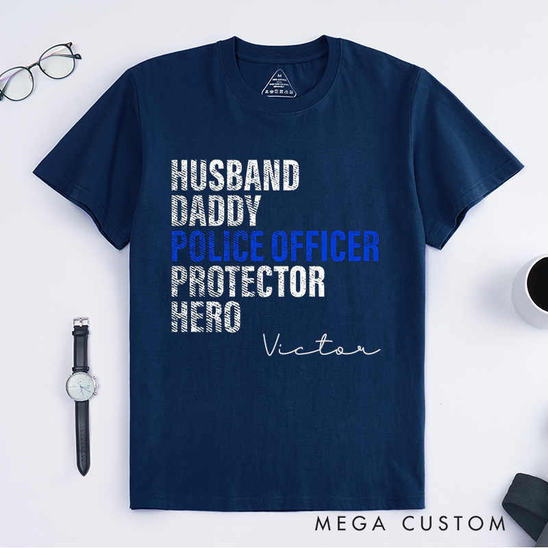 Personalized Minimalist Police Officer Tribute Design Gift for Police Officer T-Shirt