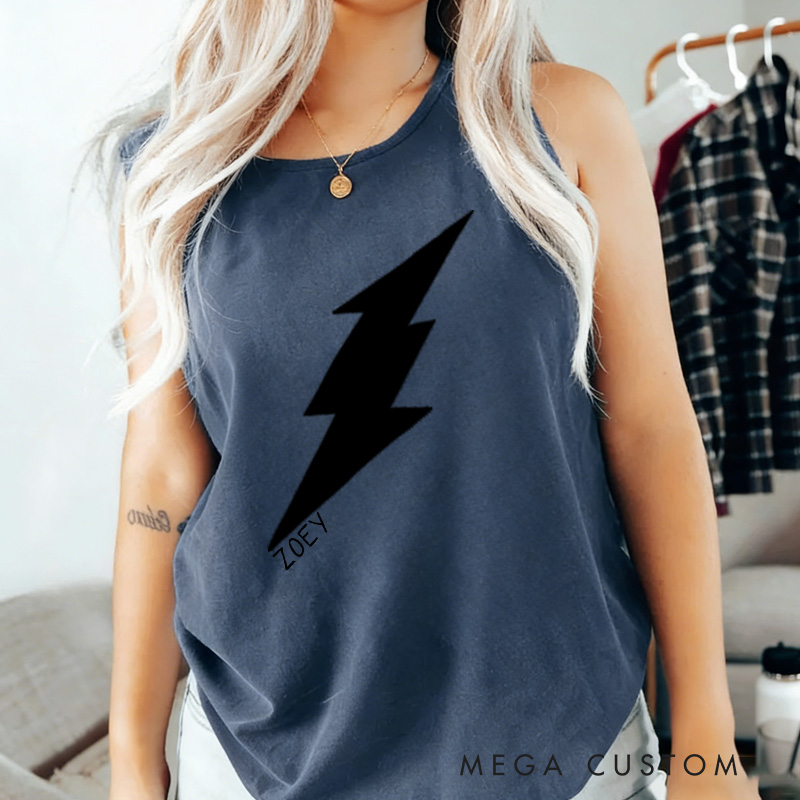 Personalized Gym Tank Tops Lightning Bolt Crop Top for Weightlifting or Fitness Motivation Gym Lover