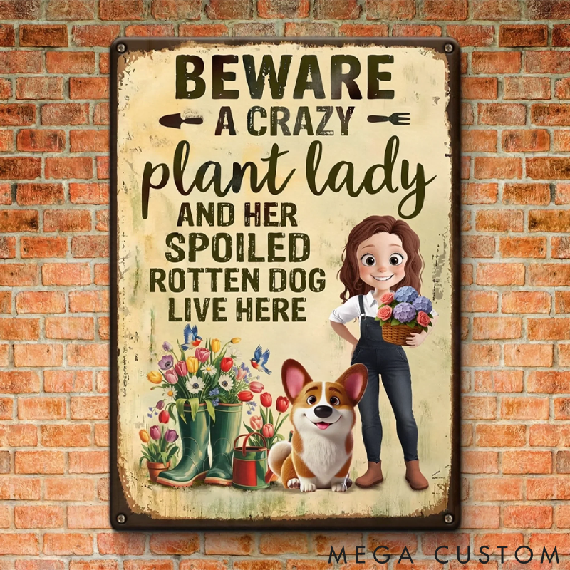 Personalized Dog Lover Custom Home Decor Metal Sign Personalized Garden Gifts for Gardeners Dog Lovers Dog Mom Home of Plant Lovers