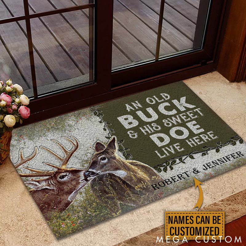 Personalized An Old Buck and His Sweet Doe Doormat Couple Deer Doormat Valentine Gift for Couple Anniversary Gift Door Mat