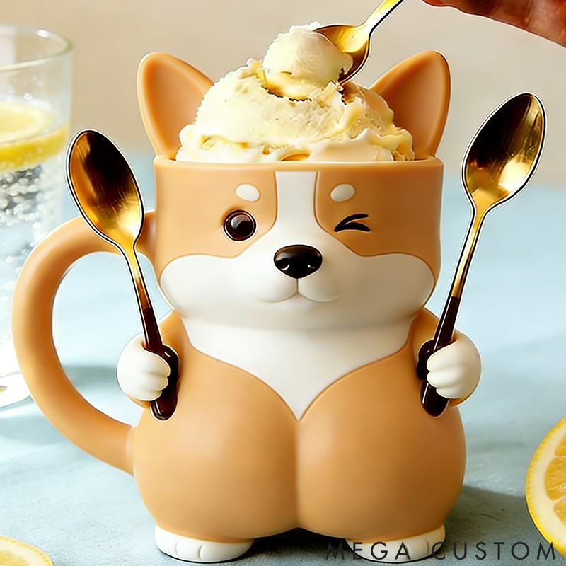 Personalized Dog Lover Corgi Ice Cream Pint Holder 3D Printed with Spoon Slots & Snack Drawer for Pet Pet Lover for Dog Lover