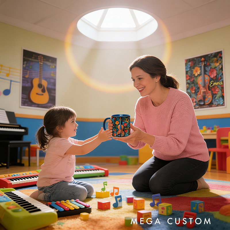 Personalized Violin Mug Custom Name Gift for Her Music Lover Violin Lover Present for Mother Wife Daugther Girlfriend