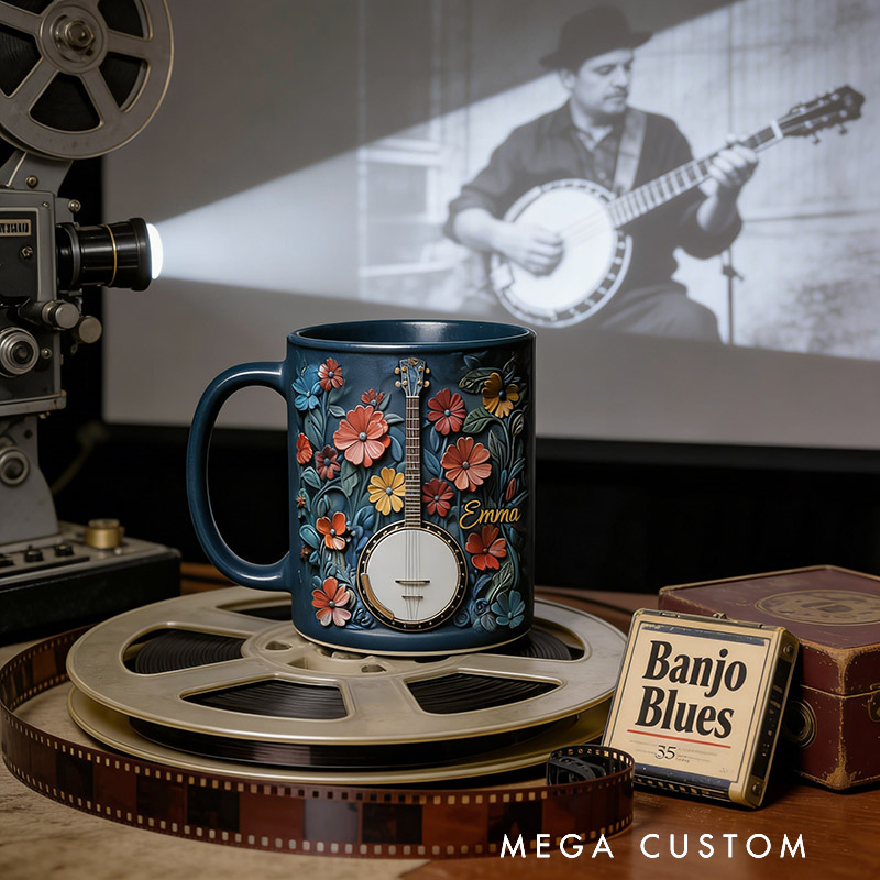Personalized Banjo Mug Custom Name Gift for Her Music Lover Banjo Lover Present for Mother Wife Daugther Girlfriend