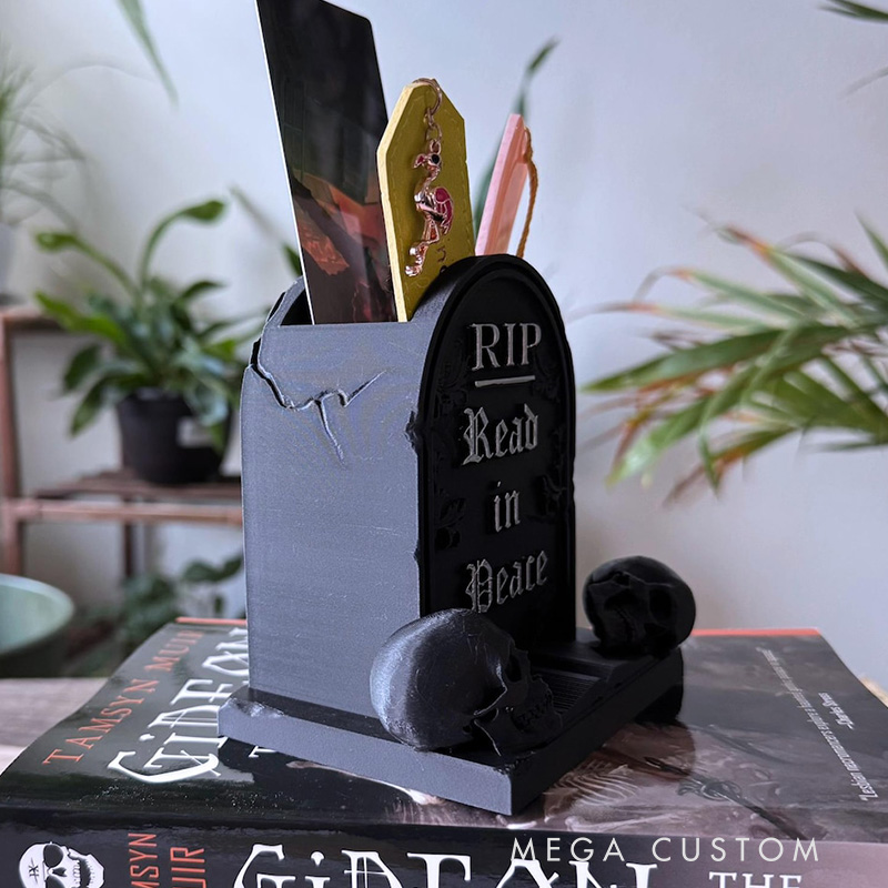 Spooky Gravestone Bookmark Holder Gothic Bookshelf Decor Halloween Decor Bookish Horror Trinkets Unique Bookmark Container Organizer