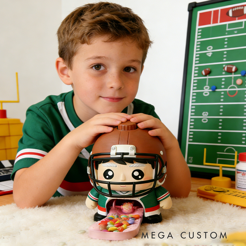 Football Player Candy Dispenser – Interactive Sports-Themed Snack Holder for Kids & Game Days