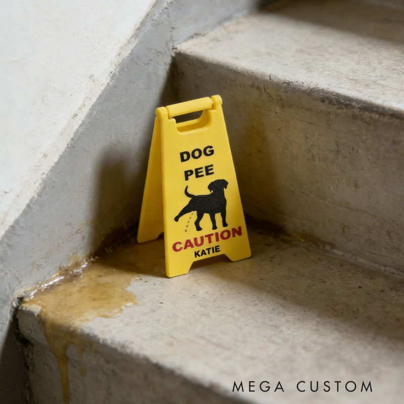 Personalized Mini Dog Pee Wet Floor Sign Gag Gift 3D Printed 5 inch or 7 inch Tall