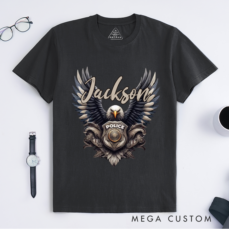 Personalized Majestic Eagle Police Tribute Design Gift for Police Officer T-Shirt