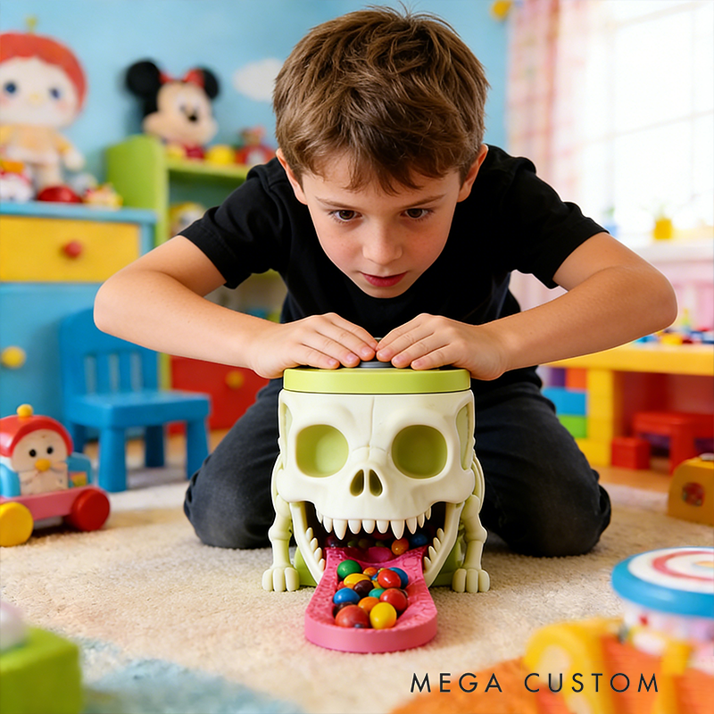 Dino Skeleton Candy Dispenser – Spooky-Fun Interactive Snack Holder with Bone-Top Trigger