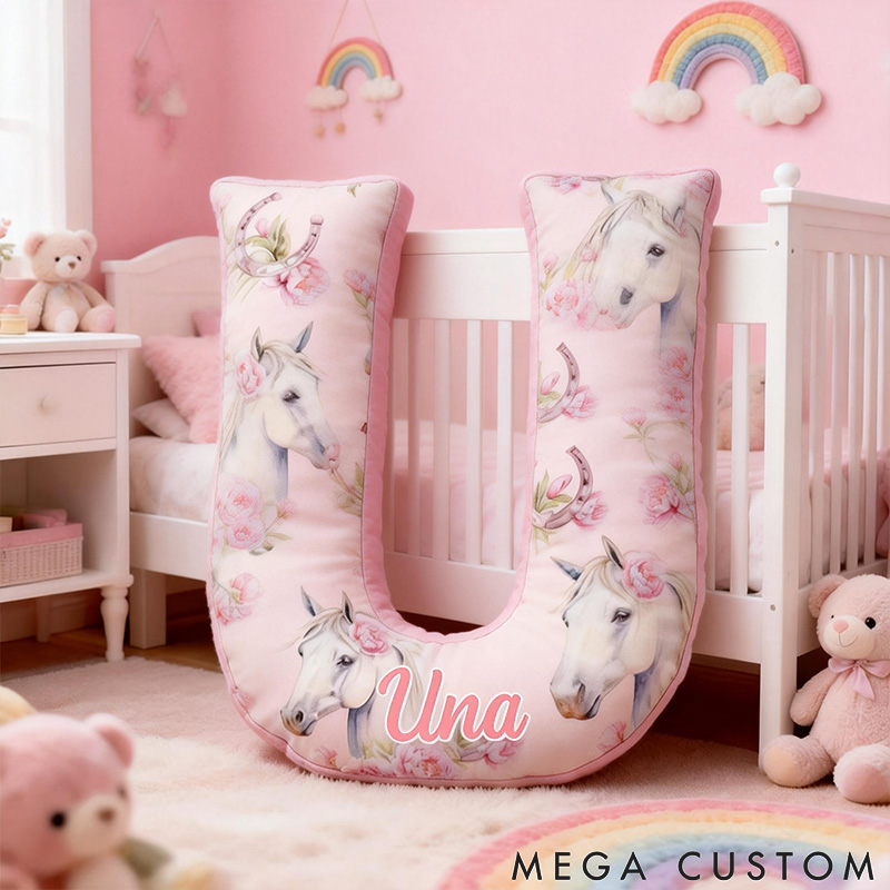 Personalized Pet Lover Funny White Watercolor Horse with Peonies Graphic 3D Print Pillow