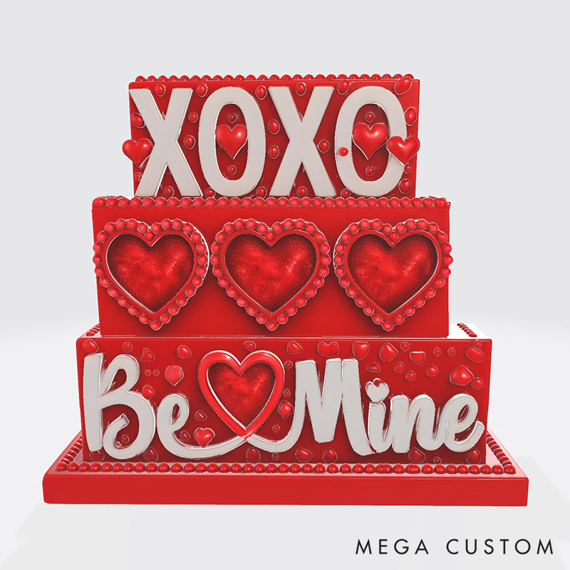 Personalized Valentine's Day XOXO Be Mine Photo Frame Custom Couple 3D Printed Red Photo Frame with Text Valentine's Day Anniversary Gift for Him Her