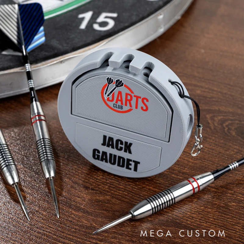 Personalized 3D Printed Logo Portable Pocket Dart Holder with Text and Base for Holding 3 Darts Desk Decor Birthday Gift for Dart Lover