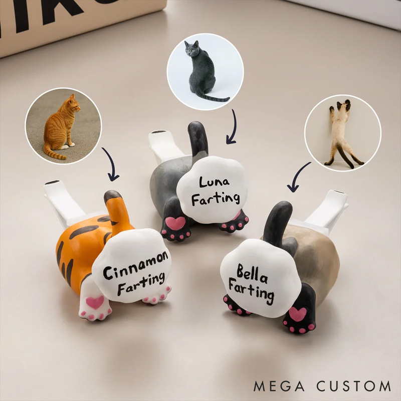 Personalized Cat Butt Gypsum Car Diffuser Vent Clip with Hand-Drawn Name Car Accessories Gift for Cat Lovers