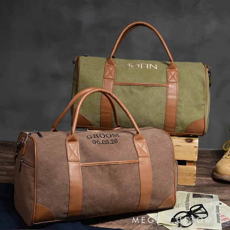 Personalized Name Duffel Bag Embroidered Travel Bag for Man Groomsmen Gift Duffel Bag Groomsmen Gift Best Men Bag Travel Overnight Bag