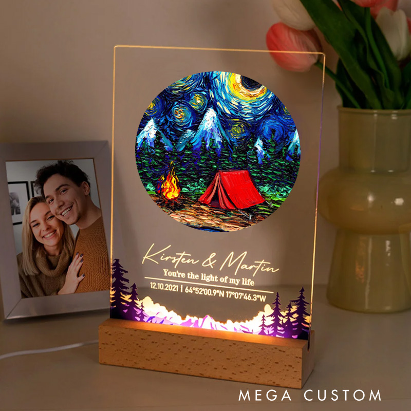[Copy]Personalized Romantic Camping LED Night Light Outdoor Adventure Lover Night Light Valentine's Day Gift for Couple
