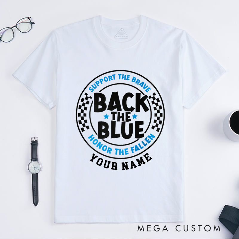 Personalized Classic Back the Blue Support and Honor Design Gift for Police Officer T-Shirt