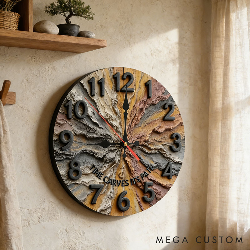 Personalized Man Woman Time Carves Its Path Wall Clock Custom Resembling Geological Layer 3D Effect Clock Anniversary Valentine's Day Gift for Him Her