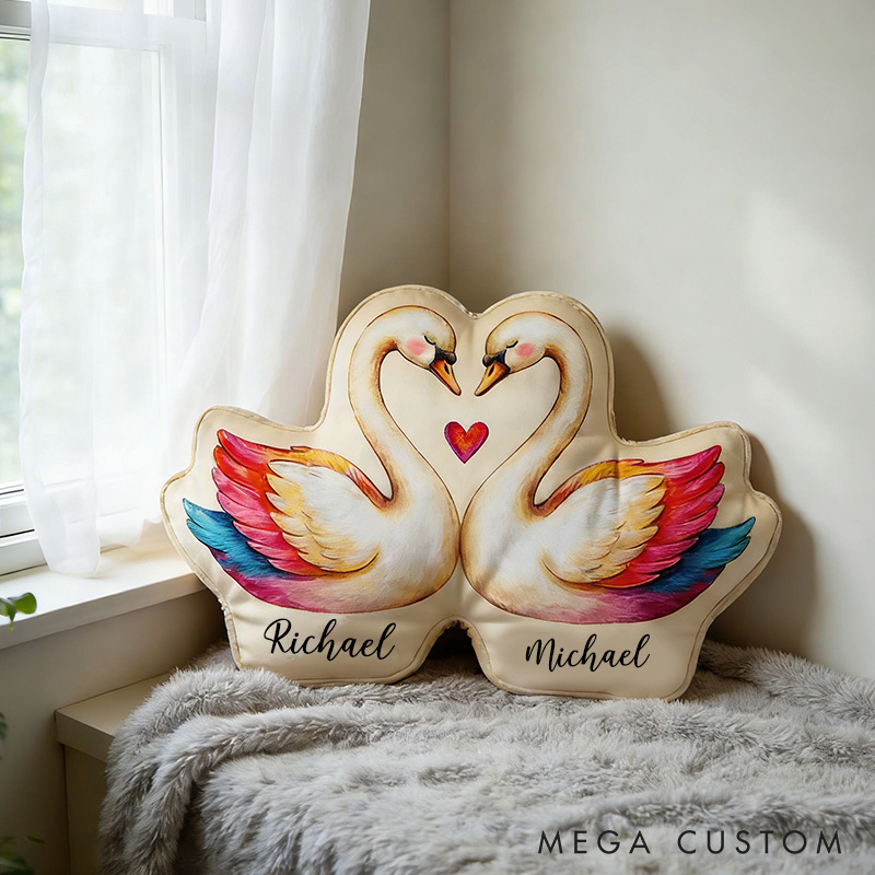 Personalized Couple Goose Pillow with Name Custom Throw Pillow for Her Valentine's Day Gift for Her Him