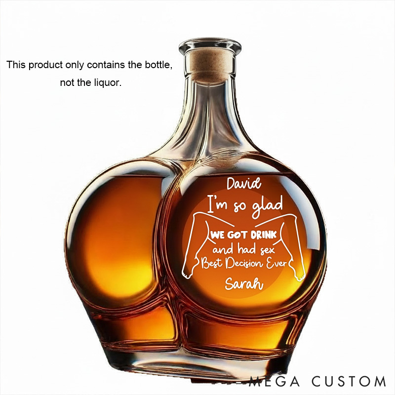 Personalized Whiskey Decanter with Playful Quote I Love Your Face Especially Between My Legs Naughty Gift for Couples Husband Whiskey Glass Bottle