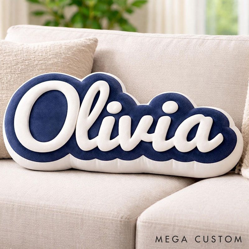 Personalized Cloud Name Pillow Custom Valentines Gift for Wife Girlfriend Stylish Cozy Decor 3D Effect 2D Flat Pillow