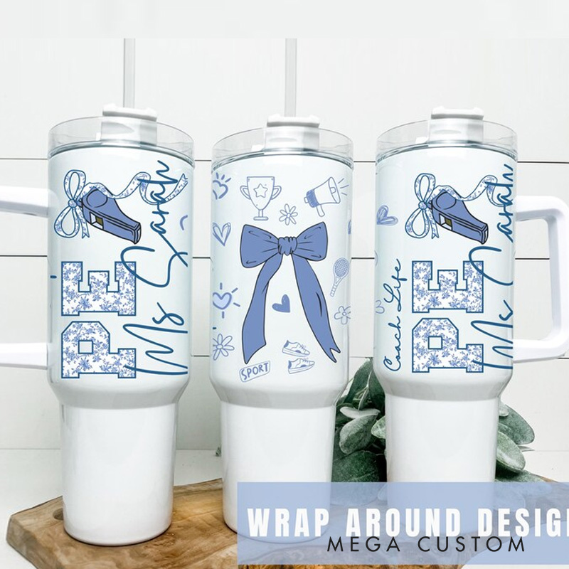 Personalized Fitness Tumbler Physical Education Teacher Gift Custom Travel Cup End of School Gift Quencher for Sport Teacher Gift for Gym Lovers